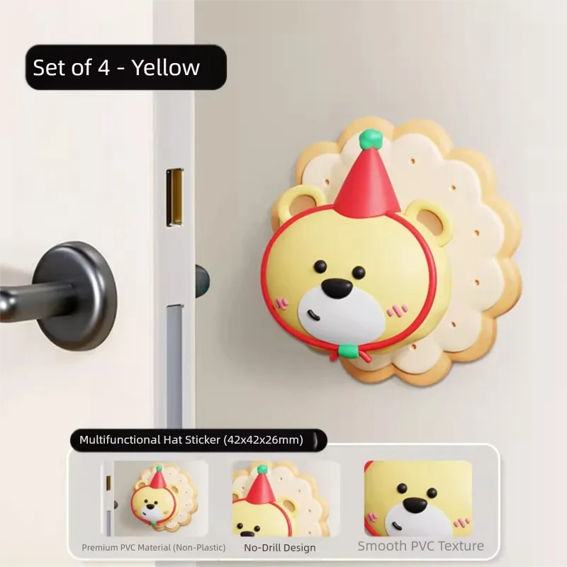 4 Pcs Yellow Adorable Bear Wall Protector - Multi-Use
