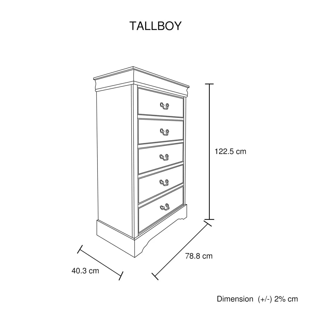 4 Pieces Bedroom Suite in Solid Wood & MDF Queen Size Grey