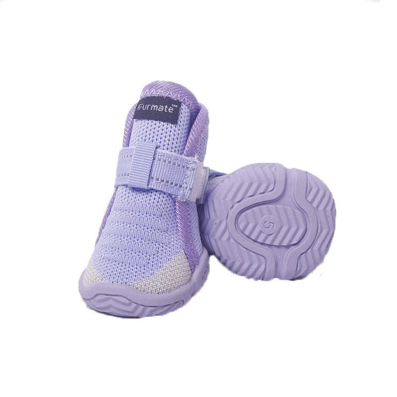 4# Purple Breathable Woven Dog Shoes for Small to Medium