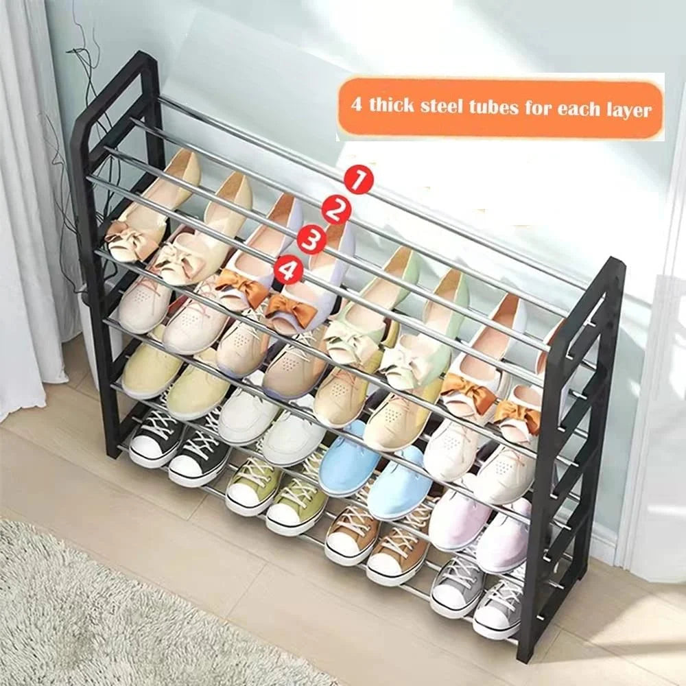 4 tier Shoe Rack Storage Organiser (White) - Furniture >