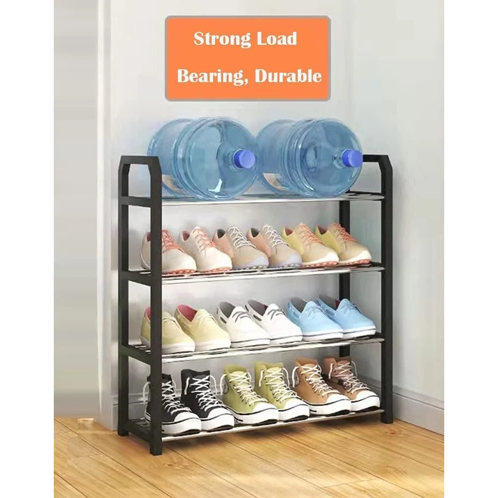 4 tier Shoe Rack Storage Organiser (White) - Furniture >