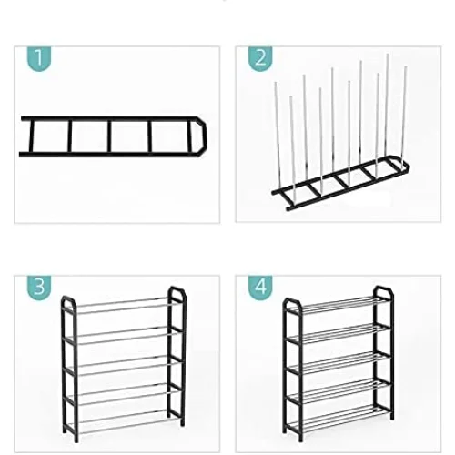 4 tier Shoe Rack Storage Organiser (White) - Furniture >