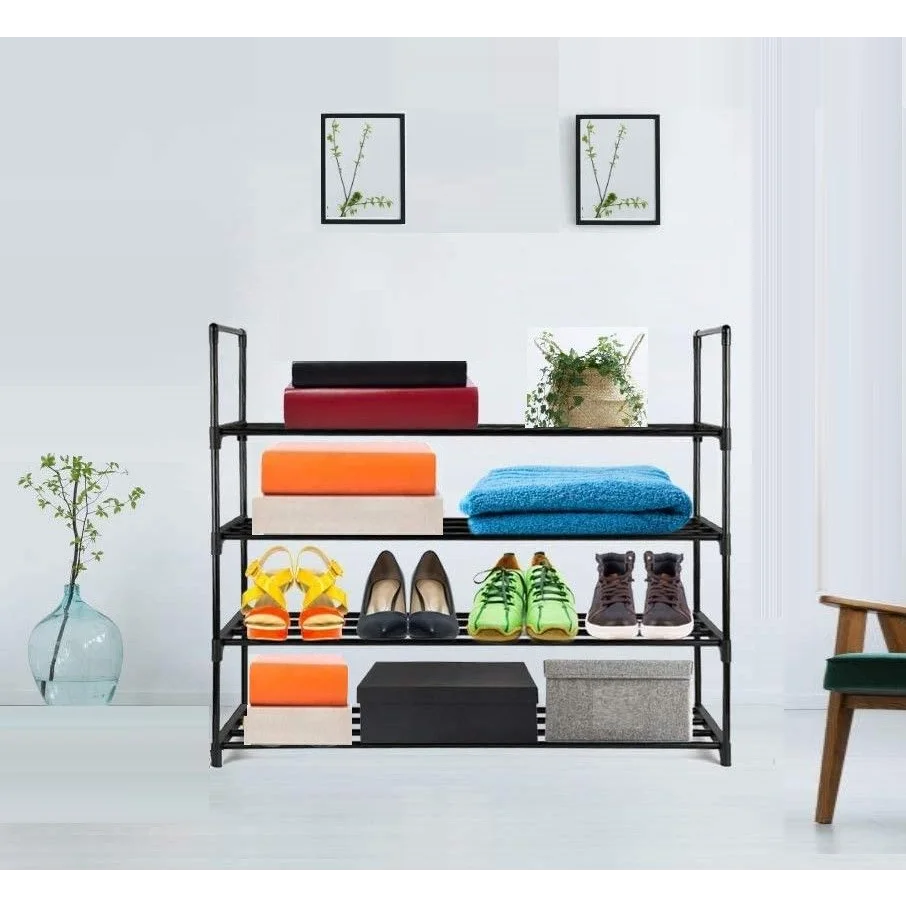 4-Tier Stainless Steel Shoe Rack Storage Organizer to Hold