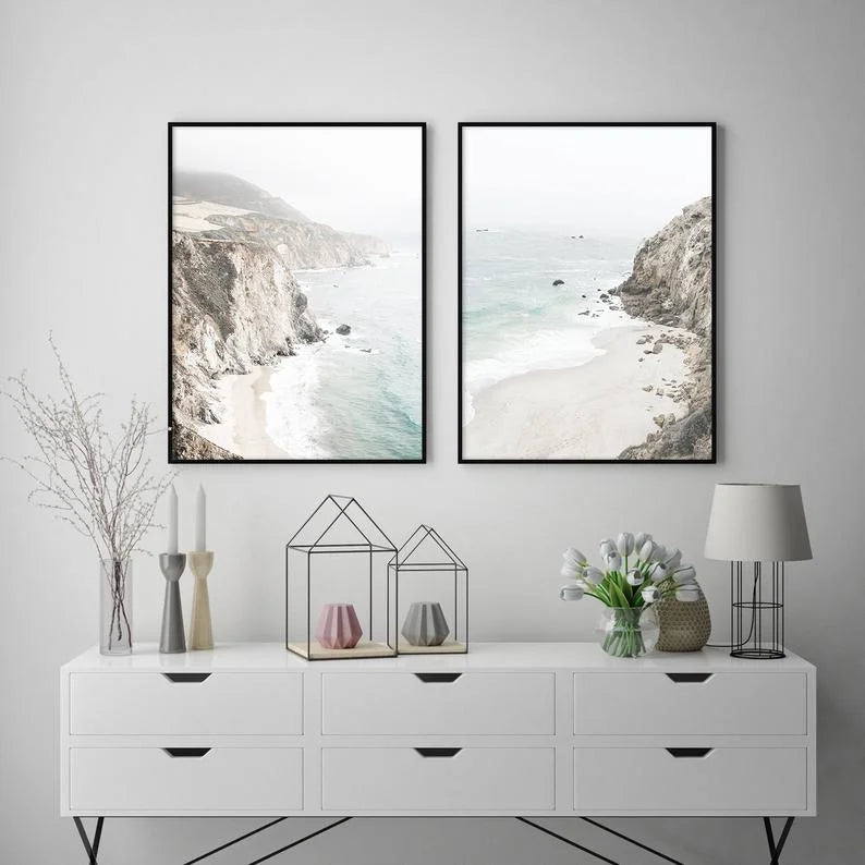 40cm x 60cm Modern Abstract 2 Sets Black Frame Canvas Wall