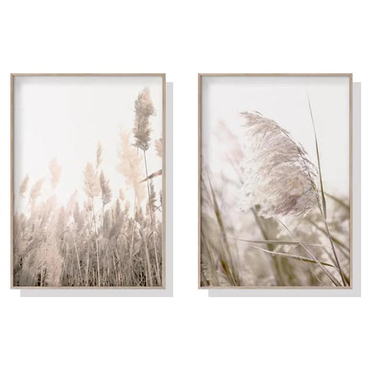 40cm x 60cm Pampas Grass 2 Sets Wood Frame Canvas Wall Art
