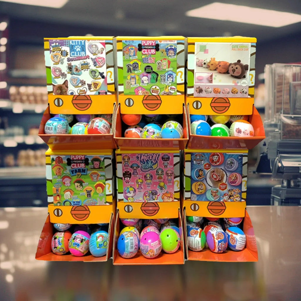 40X Cute Animal Pull Back Car Toy Capsules 50mm Collectible