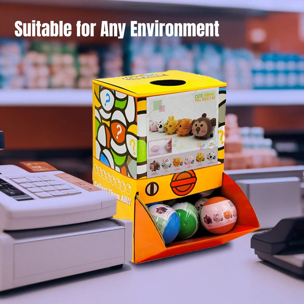 40X Cute Animal Pull Back Car Toy Capsules 50mm Collectible