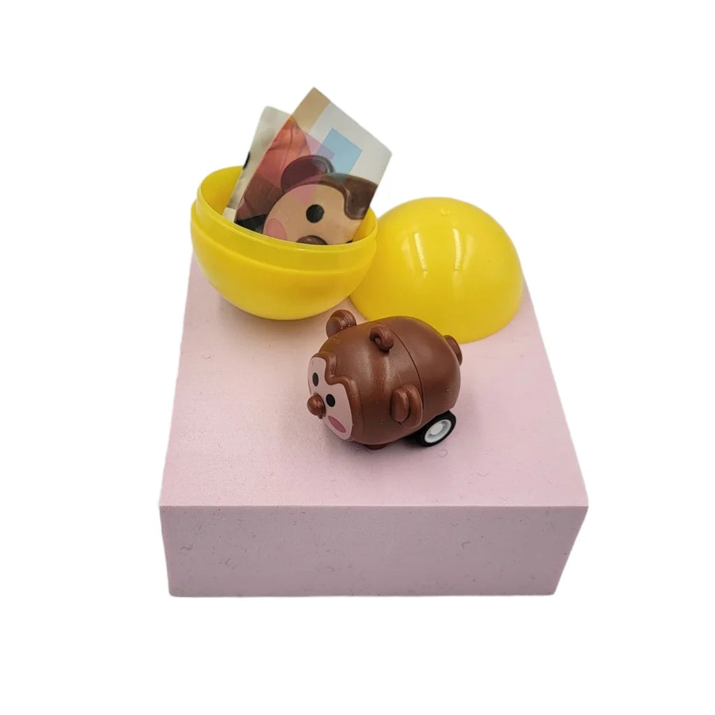 40X Cute Animal Pull Back Car Toy Capsules 50mm Collectible