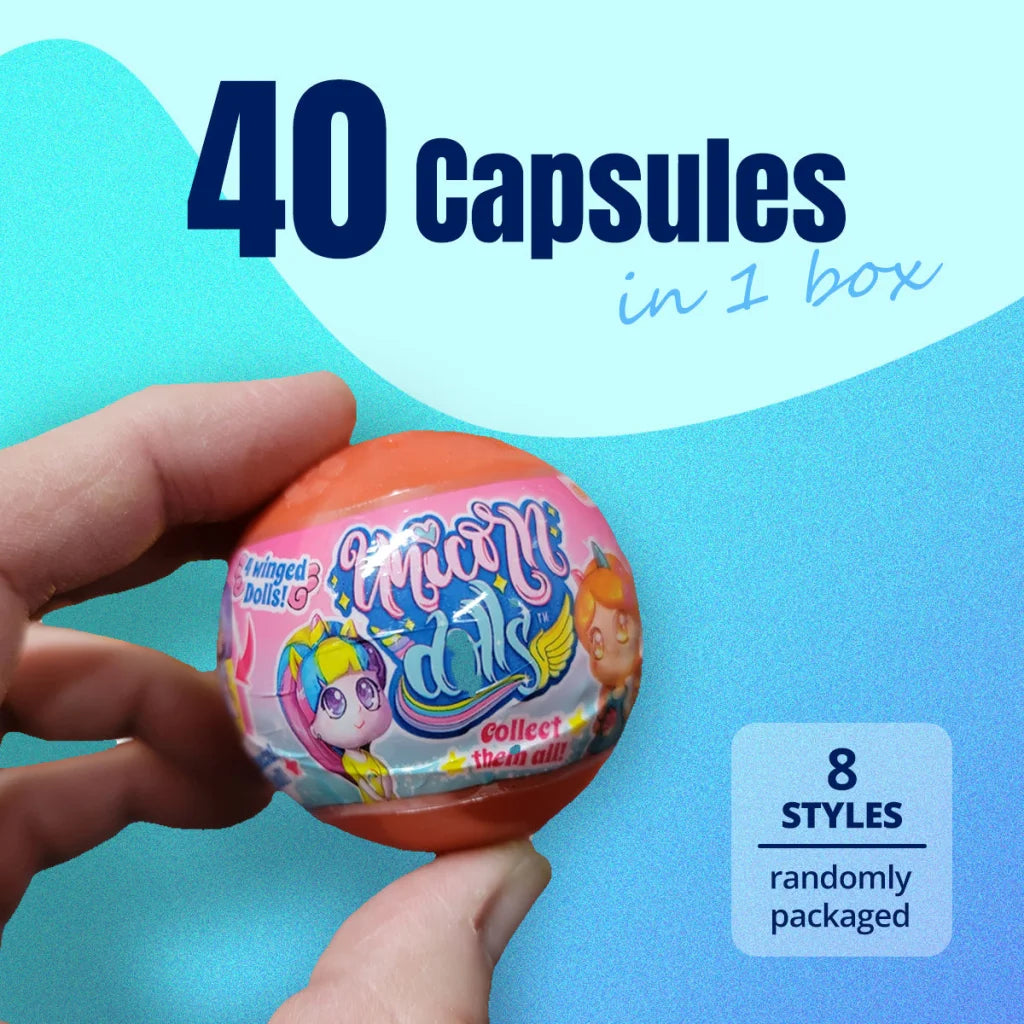 40X Kenisy Unicorn Dolls Toy Capsules 50mm Collectible