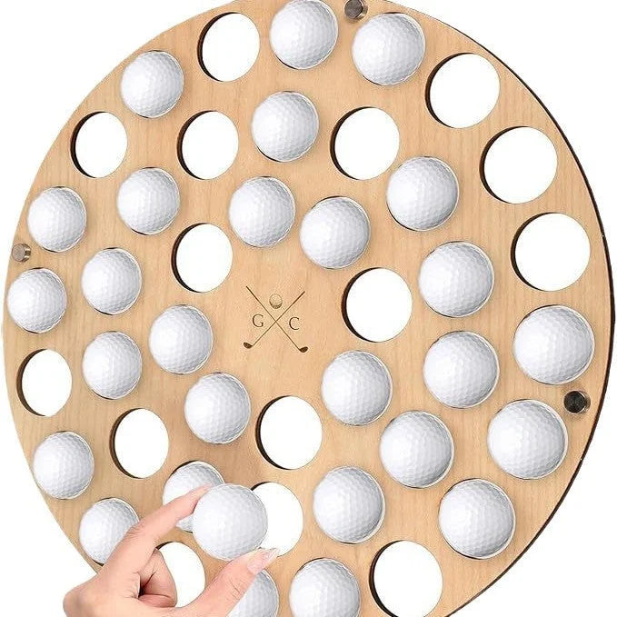 42-Hole Wooden Golf Ball Stand | Laser-Cut Organizer
