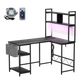 Levede L Shaped Gaming Desk with LED Lights Black