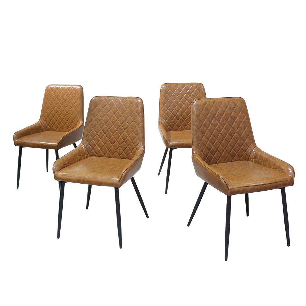 Dining Chairs x 8 Padded Seat PU Faux Leather