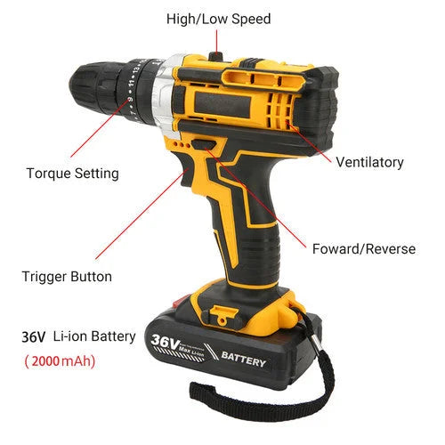 48V Cordless Brushless Heavy Duty Drill Impact Driver Kit