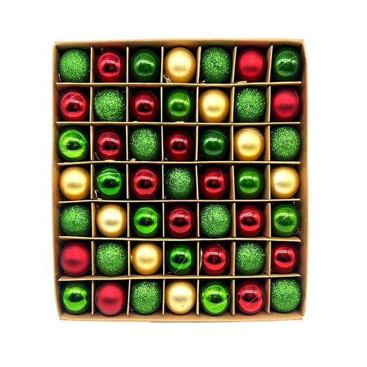 49-Piece Christmas Ornament Set - 3cm Red Green,Gold