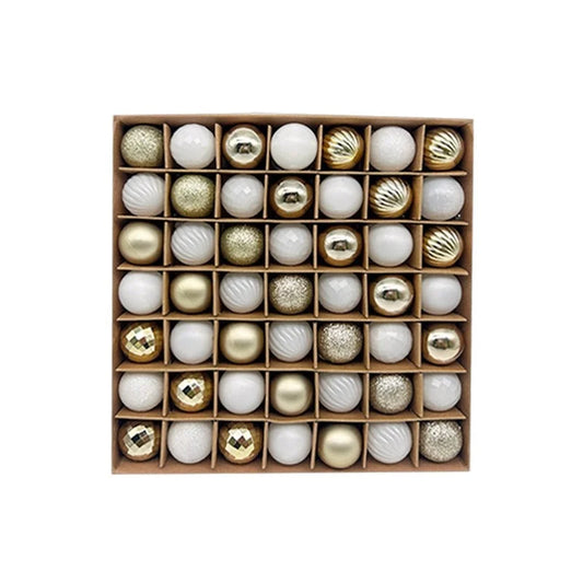 49-Piece Christmas Ornament Set - 3cm White Gold Baubles