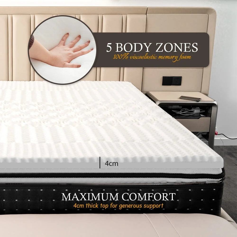 Foam 4cm mattress topper with rolled foam edge and fabric casing