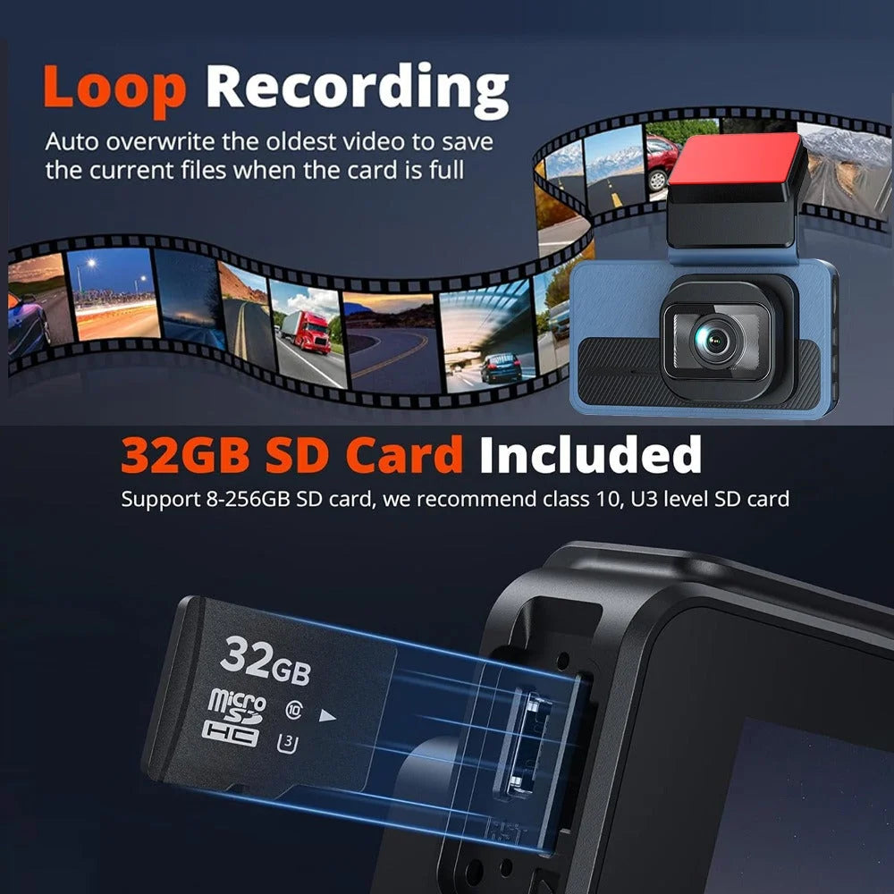 4K + 2.5K Dual Dash Cam with WiFi GPS ADAS Front and Rear