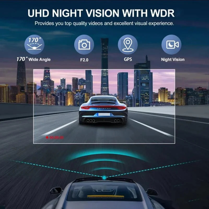 4K + 2.5K Dual Dash Cam with WiFi GPS ADAS Front and Rear
