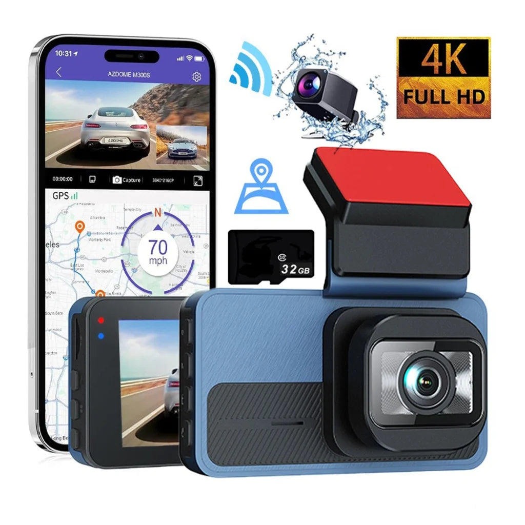 4K + 2.5K Dual Dash Cam with WiFi GPS ADAS Front and Rear