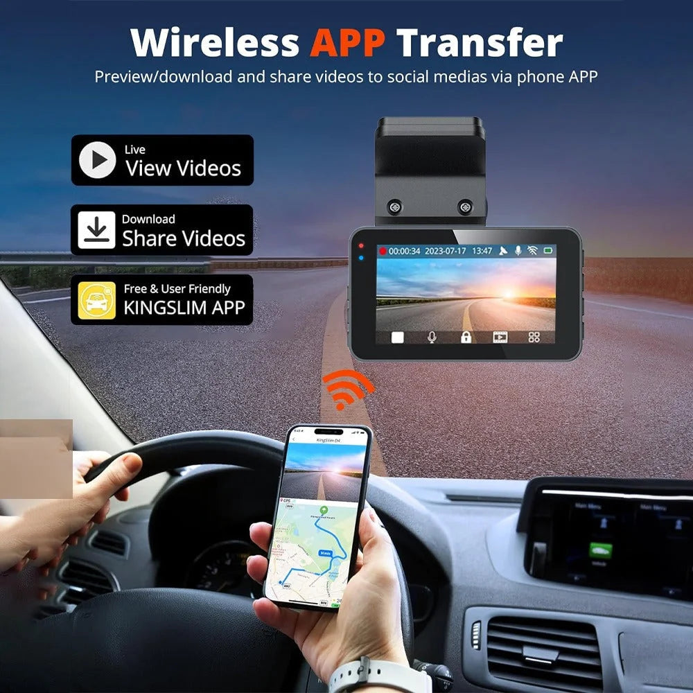 4K + 2.5K Dual Dash Cam with WiFi GPS ADAS Front and Rear