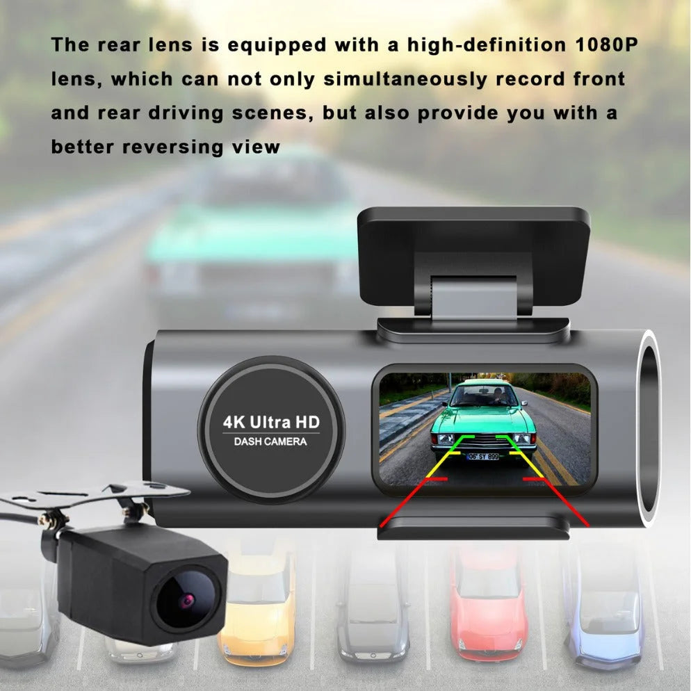 4K Dash Cam UHD 2160P WiFi Front Dashcam Night Vision Car