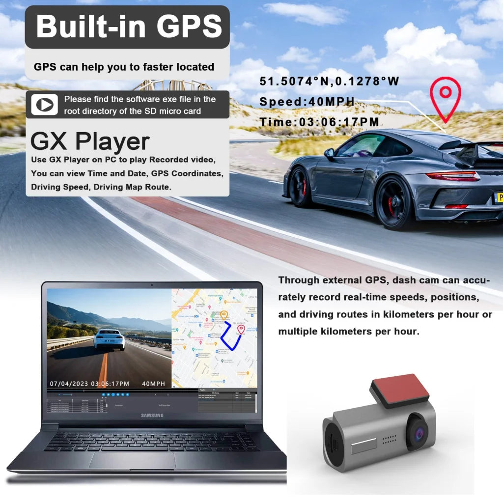 4K Dash Cam UHD 2160P WiFi Front Dashcam Night Vision Car