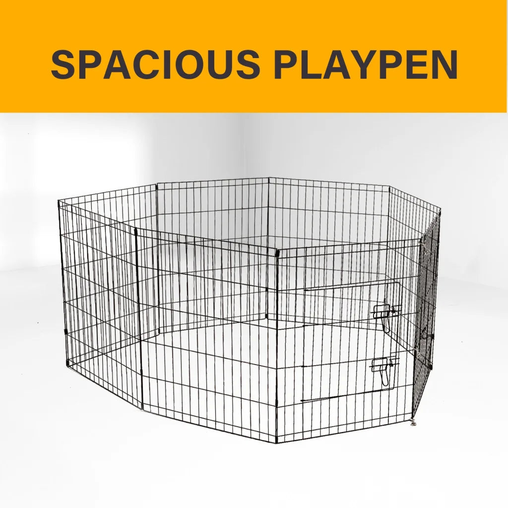 Playpen puppy exercise with assembled layout and visible hardware