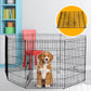 Black playpen puppy exercise with pack contents and accessory layout