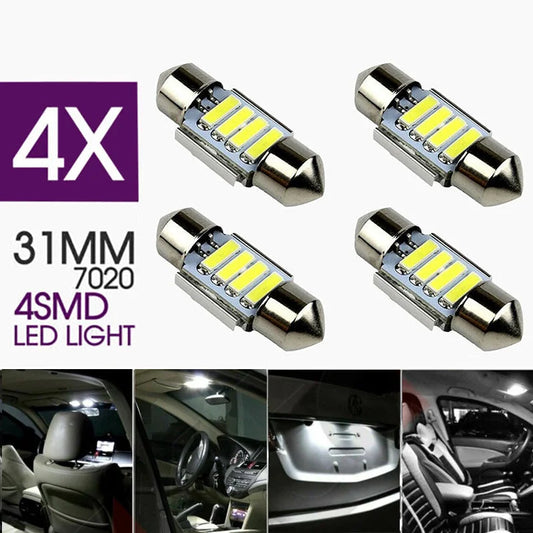 4PCS 31mm 7020 4SMD LED Festoon Interior Dome Map Light