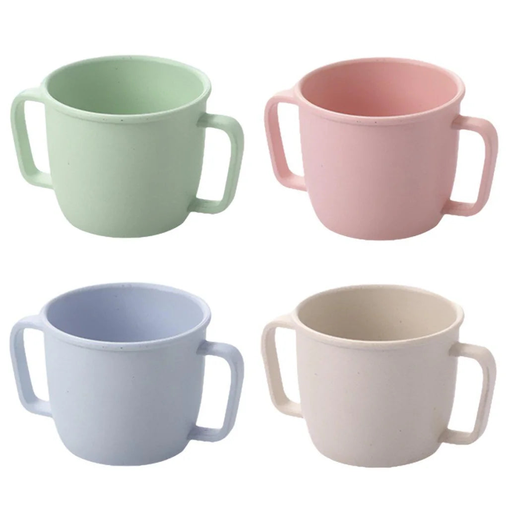 4PCS Bamboo Fiber Milk Drinking Cups with Handle Eco