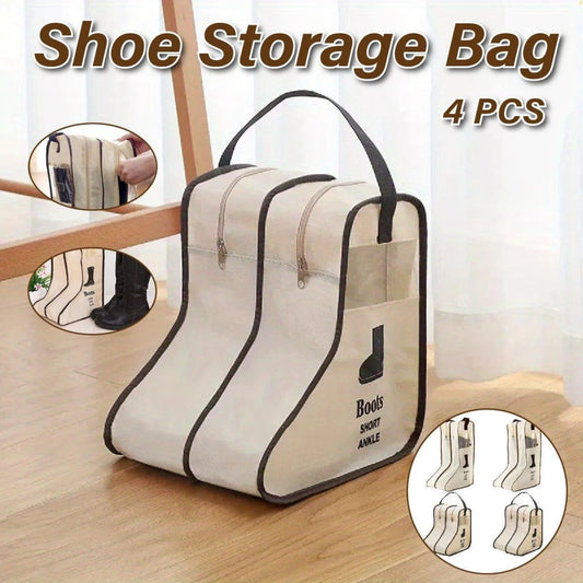 4PCS Beige Travel Shoe Bag Home Boot Storage Visual