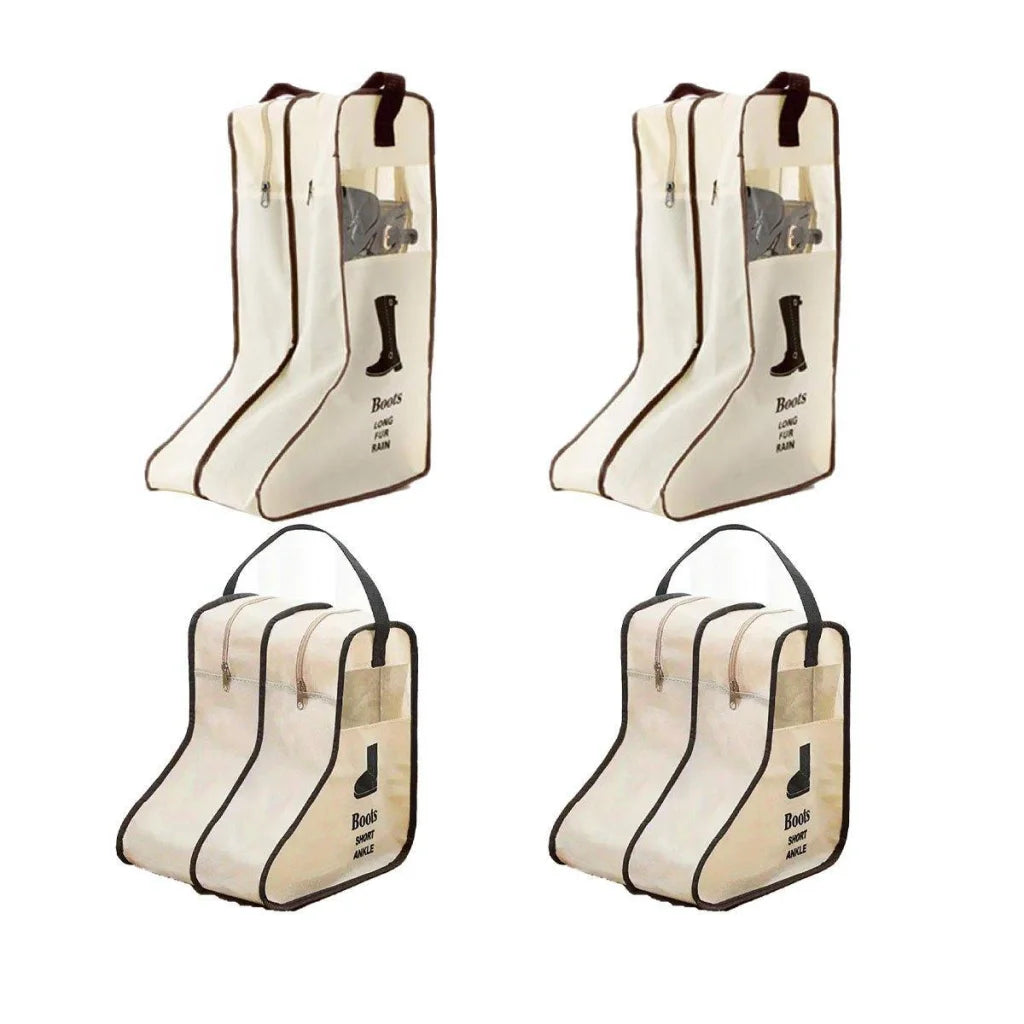 4PCS Beige Travel Shoe Bag Home Boot Storage Visual