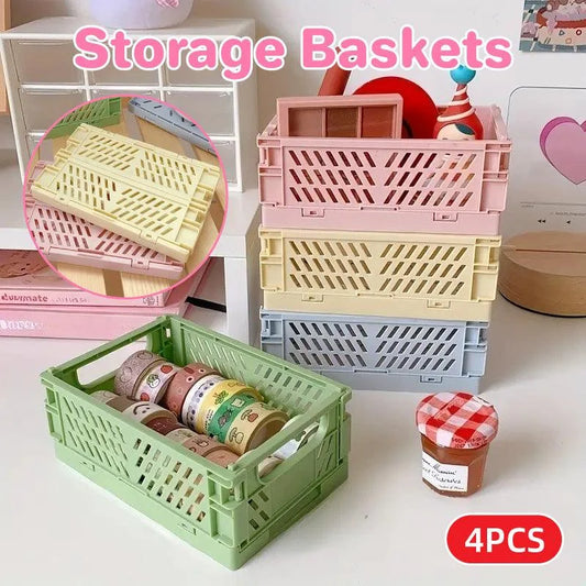 4PCS Collapsible Plastic Storage Box Desktop Organizer
