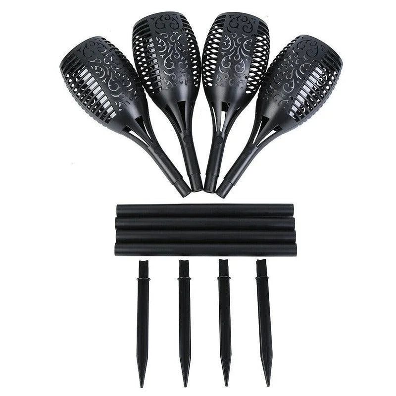 4pcs LED Solar Flickering Flame Torch Lights Outdoor Garden