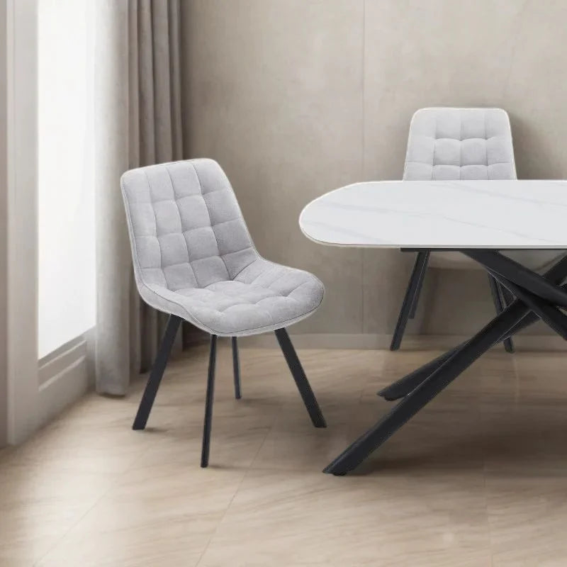 4PCS Neo Softy Light Grey Fabric Dining Chairs - Furniture