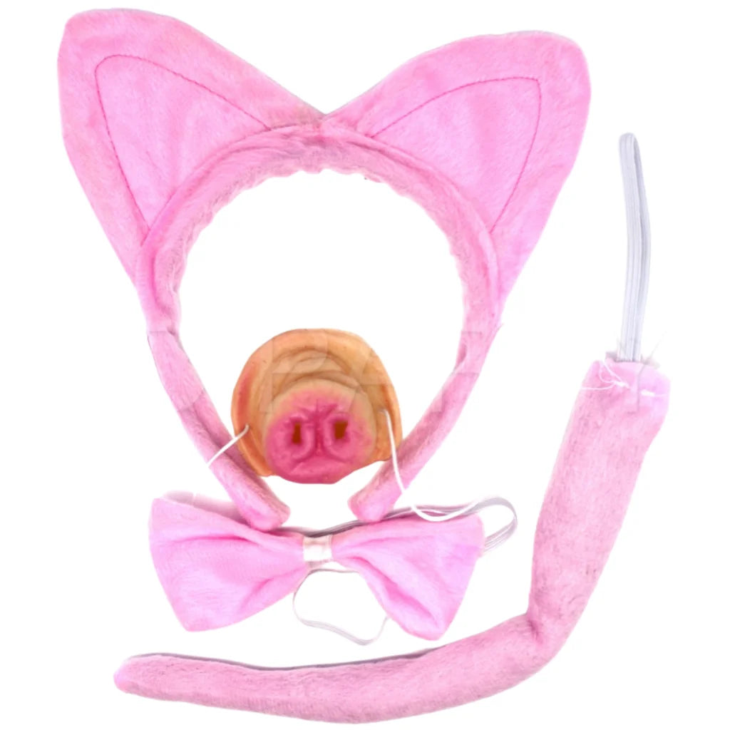 4pcs PIGGY SET Party Costume Accessories Animal Headband Bow