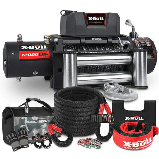 4WD Recovery Kit Kinetic Rope with 12000LBS Winch 12V 4X4