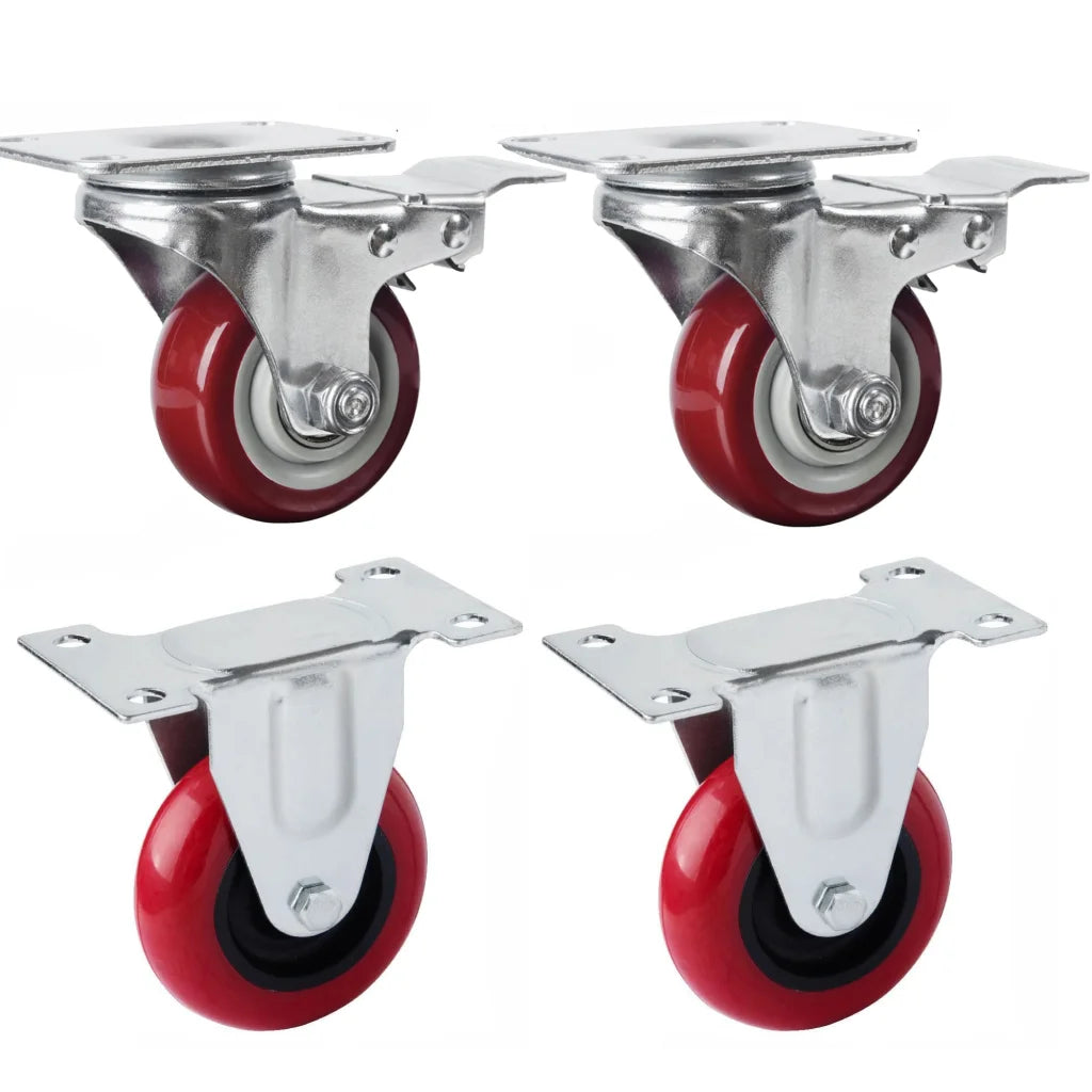 4x 3 inch Heavy Duty 2x Fixed + 2x Swivel Casters Load