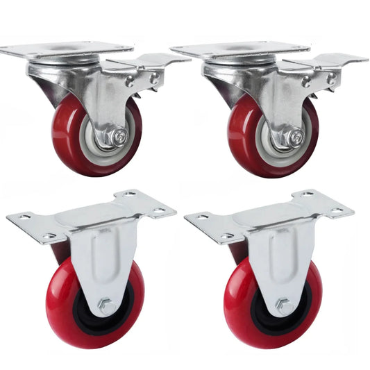 4x 3 inch Heavy Duty 2x Fixed + 2x Swivel Casters Load