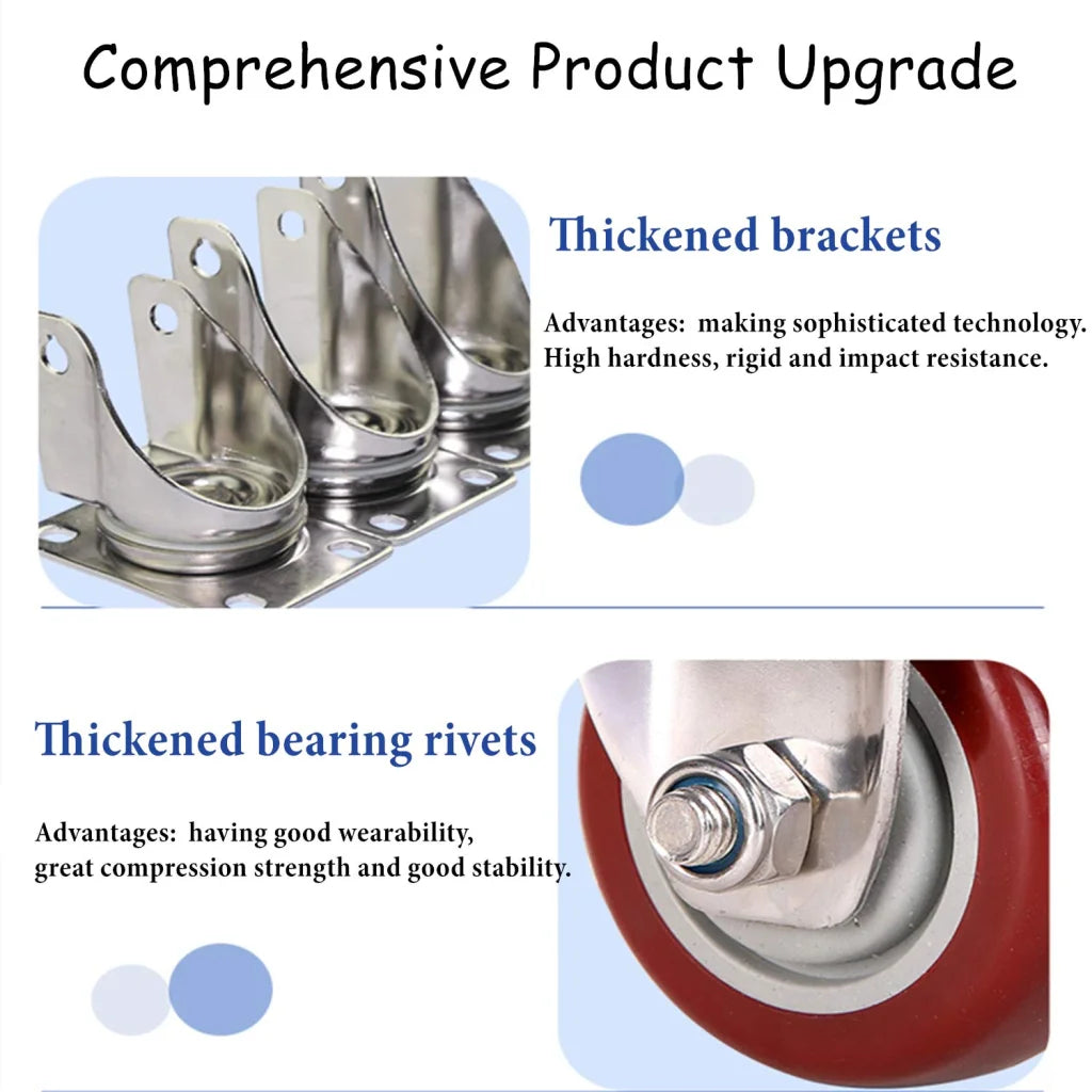 4x 3 inch Heavy Duty 2x Fixed + 2x Swivel Casters Load