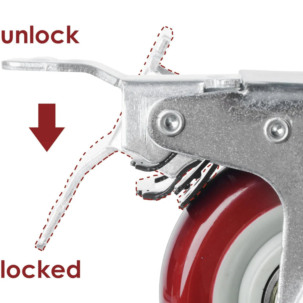 4x 3 inch Heavy Duty 2x Fixed + 2x Swivel Casters Load