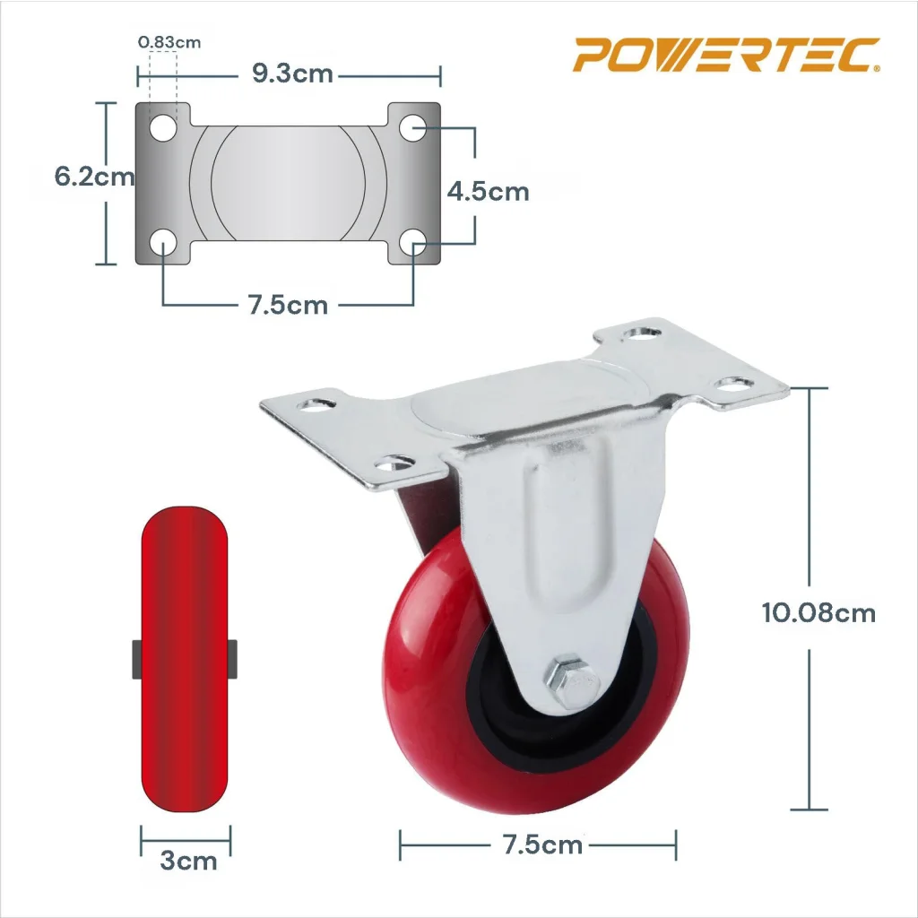4x 3 inch Heavy Duty 2x Fixed + 2x Swivel Casters Load