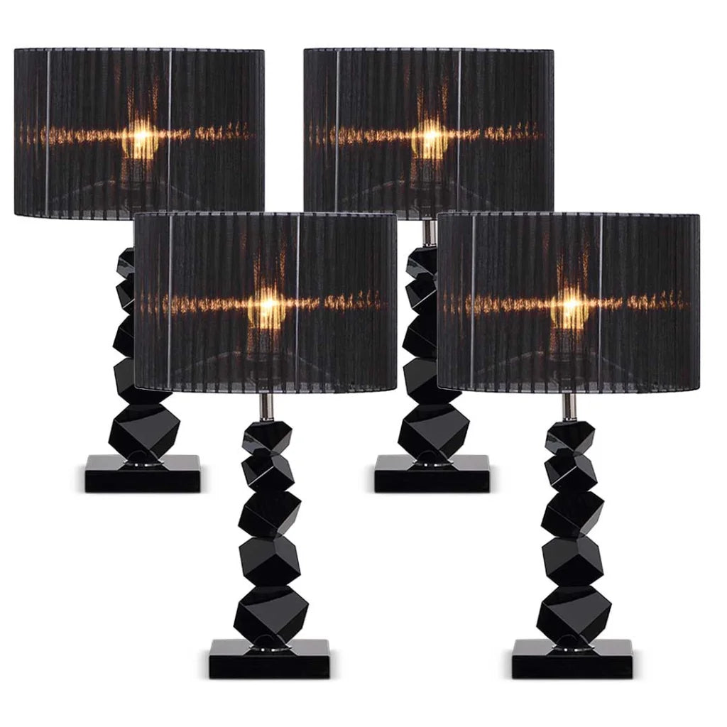 4X 55cm Black Table Lamp with Dark Shade LED Desk Lamp - Premium