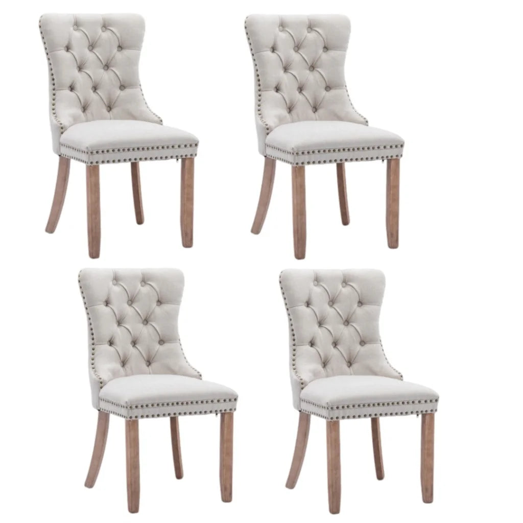 4x AADEN Modern Elegant Button-Tufted Upholstered Fabric