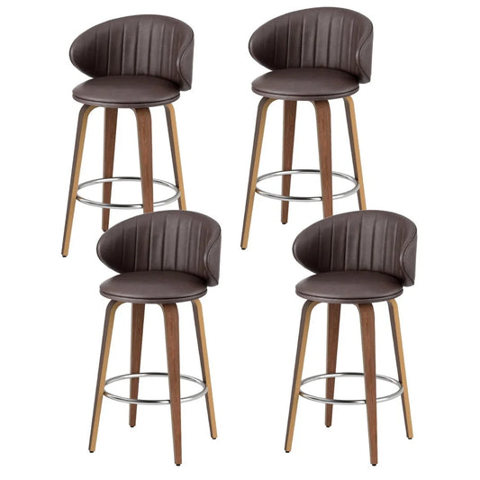 4x Artiss Bar Stools Dining Chairs Contoured Leather Wood