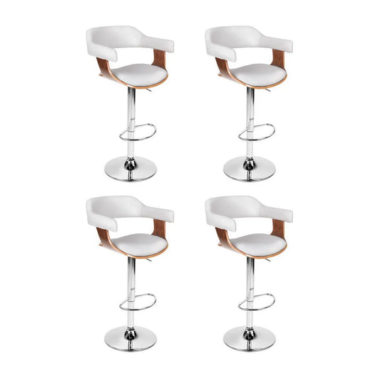 4x Artiss Bar Stools Gas Lift Leather with Armrest White