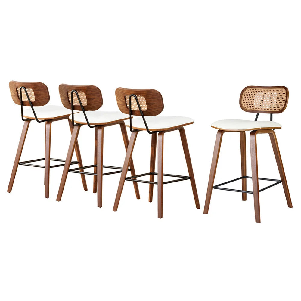 4x Artiss Bar Stools Kitchen Counter Rattan Chairs PU