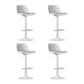 Set of four white leather gas lift swivel bar stools