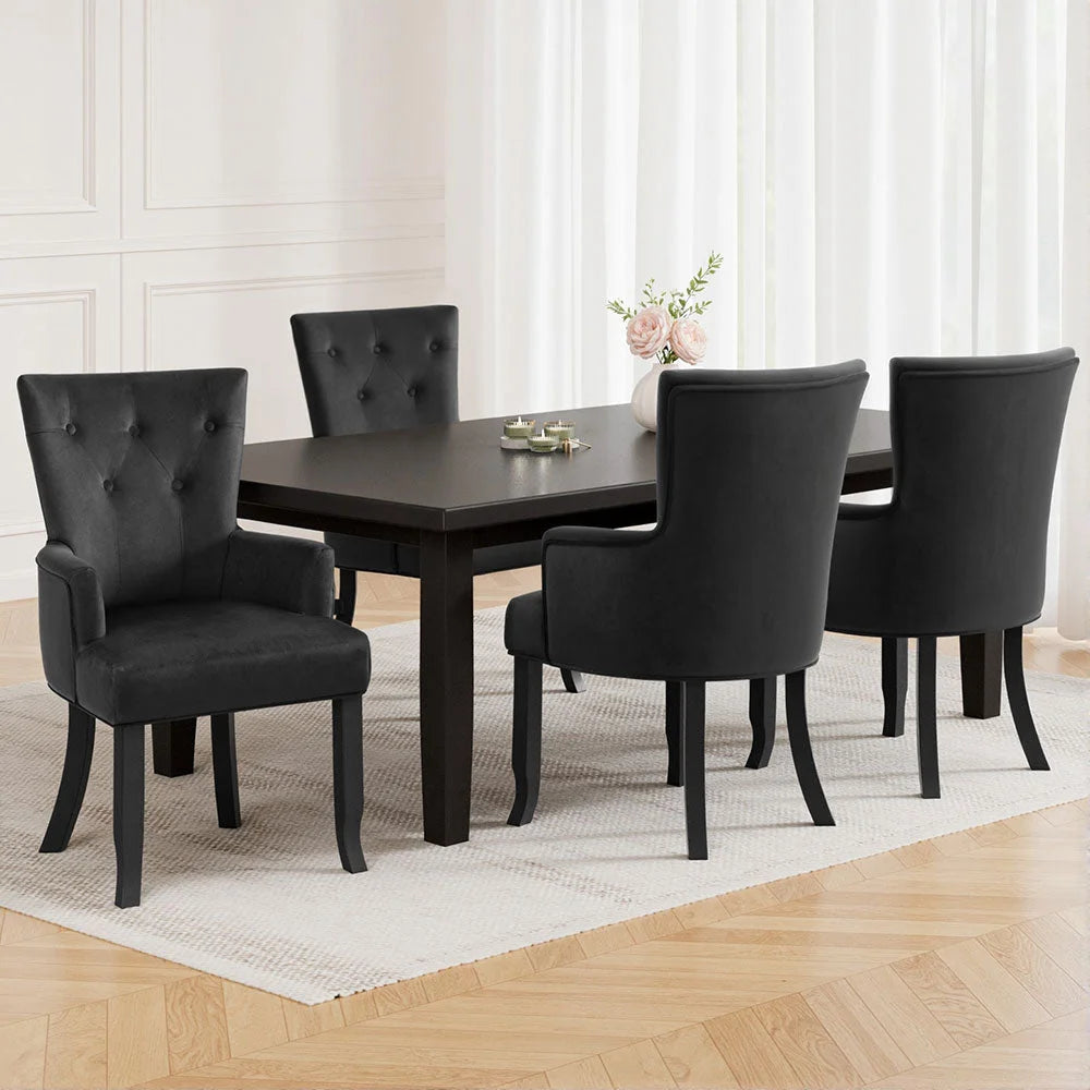 4x Artiss Dining Chairs Velvet French Provincial Armchair