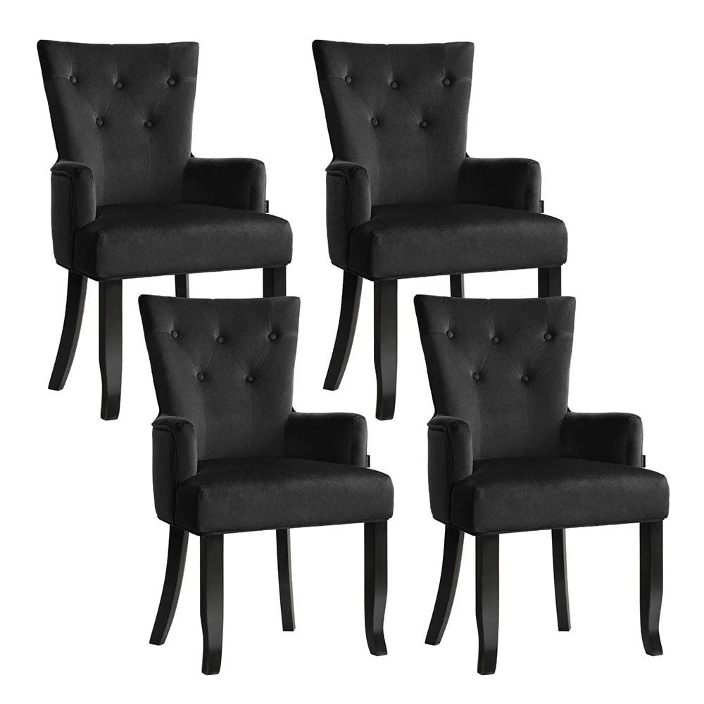 4x Artiss Dining Chairs Velvet French Provincial Armchair